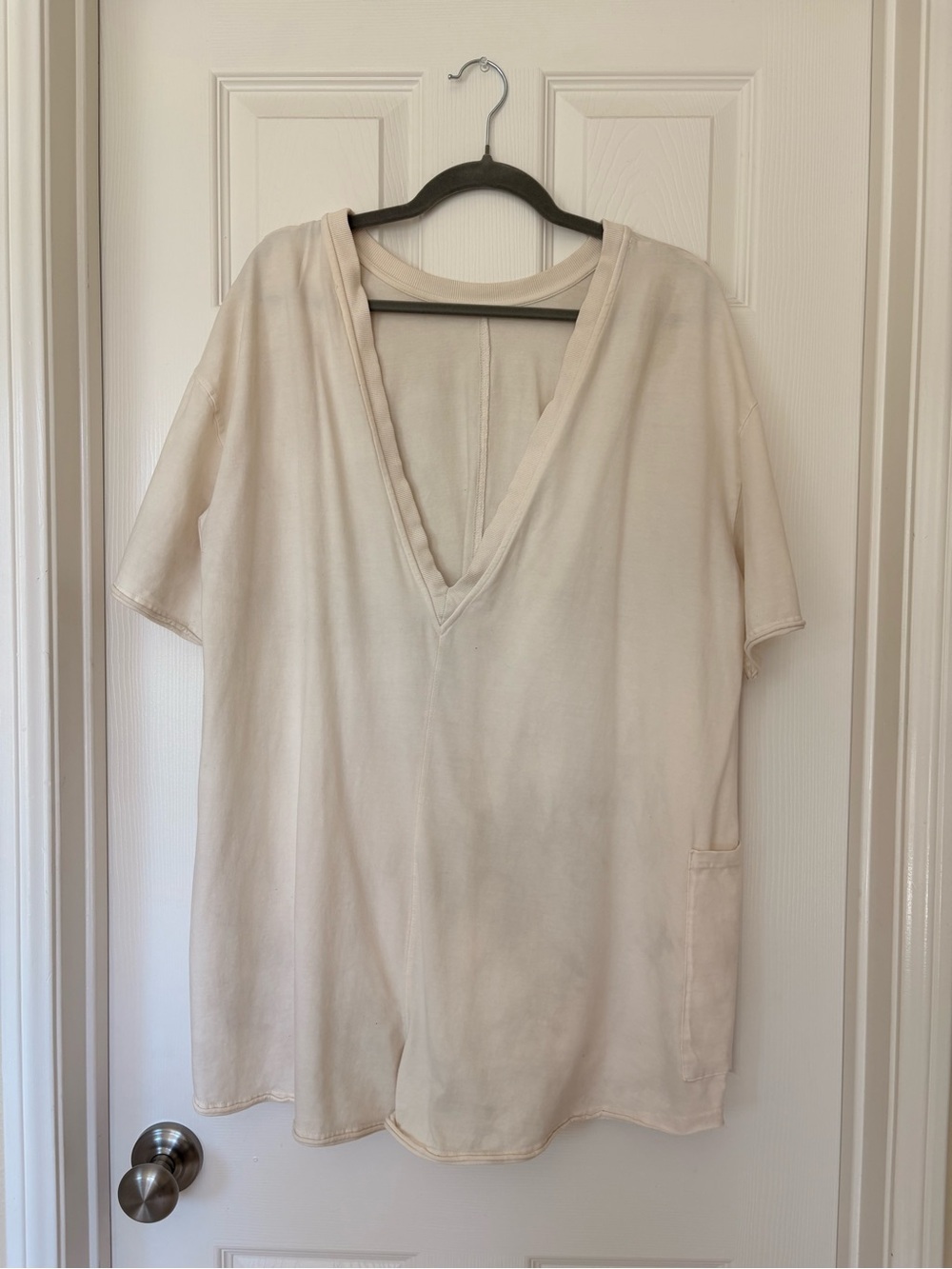 Free People Cream Oversized Pocket Tee Jumper Cotton